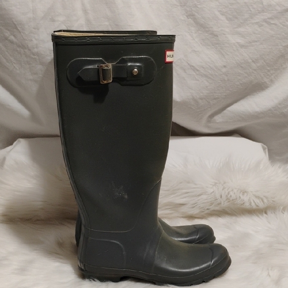 SALE! Hunter Original Gloss Dark Green Buckle Rain Boots Sz.9 #204 CRATE - Picture 6 of 10